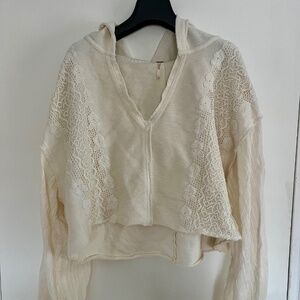 Free People - Exposed Seam Ivory Hooded Sweater (L)